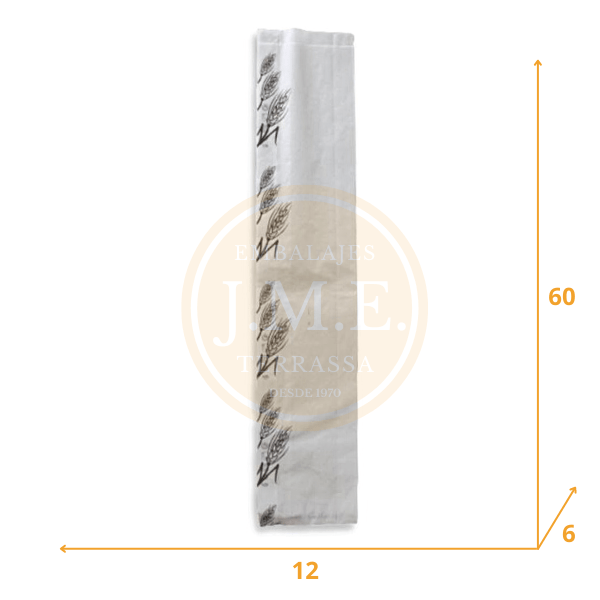 Bolsas de papel blancas para pan 12+6X60