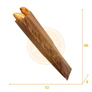 Bolsas de papel kraft para pan 2 barras largas 12+6X60