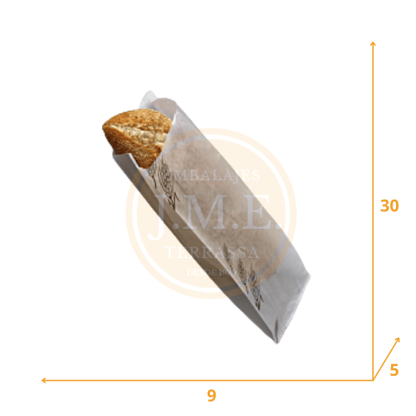 Bolsas kraft blancas pequeñas para panadería 9+5x30