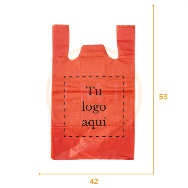 Bolsas de plástico camiseta roja 42x53 personalizable