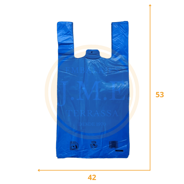 Bolsas de plástico camiseta azul 42x53